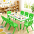 120x60cm Green Kids Adjustable Whiteboard Activity Table and 8 Green Stackable Chair Set for Drawing Learning and Play
