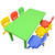 Kids Rectangle Green Activity Table with 6 Mixed Coloured Chairs Set