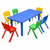 120x60cm Kids Plastic Table and 6 Chairs Set for Playroom Preschool Daycare Learning Activity and Dining