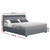 Cole LED Bed Frame Fabric Gas Lift Storage - Grey Queen