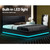 Lumi LED Bed Frame PU Leather Gas Lift Storage - Black Queen