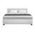 Lumi LED Bed Frame PU Leather Gas Lift Storage - White Queen