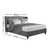 Pier Double Bed Frame Grey Fabric Upholstered Tufted Wingback Headboard