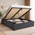TOKI Double Gas Lift Bed Frame Charcoal Fabric Upholstered Storage Base