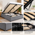 TOKI Double Gas Lift Bed Frame Grey Fabric Upholstered Storage Base