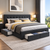 Artiss AVIO Double Bed Frame Charcoal Fabric Upholstered with 4 Storage Drawers