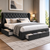Artiss MILA King Bed Frame Charcoal Fabric Upholstered with 4 Storage Drawers