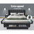 Mila Bed Frame Storage Drawers Fabric - Charcoal Queen