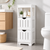 85cm White Bathroom Storage Cabinet with 2 Drawers & Display Shelf – Compact Freestanding Storage Organiser