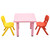 60x60cm Pink Kids Table and 4 Chairs Set Plastic Activity Study Play Furniture for Toddlers Preschool Children