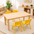 120x60cm Solid Pine Wood Wooden Kids Activity Table and 4 Yellow Stackable Plastic Chairs Set Classroom Furniture for Children