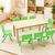 120x60cm Solid Pine Wood Wooden Kids Activity Table and 8 Green Stackable Plastic Chairs Set Classroom Furniture for Children