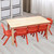 120x60cm Wooden Pinewood Timber Kids Study Table & 8 Red Plastic Chairs Set