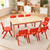 120x60cm Solid Pine Wood Wooden Kids Activity Table and 8 Red Stackable Plastic Chairs Set Classroom Furniture for Children