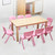 120x60cm Wooden Pinewood Timber Kids Study Table & 8 Pink Plastic Chairs Set