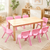 120x60cm Solid Pine Wood Wooden Kids Activity Table and 8 Pink Stackable Plastic Chairs Set Classroom Furniture for Children