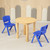 60CM Round Wooden Kids Table and 2 Blue Chairs Set Pinewood Timber Childrens Desk