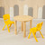 60CM Round Wooden Kids Table and 2 Yellow Chairs Set Pinewood Timber Childrens Desk