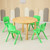 80CM Round Wooden Kids Table and 4 Green Chairs Set Pinewood Timber Childrens Desk