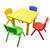 60x60cm Yellow Kids Plastic Activity Table and 4 Chairs Set for Toddlers Preschool Playroom Classroom Furniture