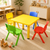60x60cm Yellow Kids Plastic Activity Table and 4 Chairs Set for Toddlers Preschool Playroom Classroom Furniture