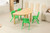 120x60cm Semi Circle Timber Pinewood Wooden Kids Table Activity Study Desk & 4 Green Chairs Set