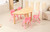 120x60cm Semi Circle Timber Pinewood Wooden Kids Table Activity Study Desk & 4 Pink Chairs Set