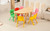 120x60cm Semi Circle Timber Pinewood Wooden Kids Table Activity Study Desk & 6 Mixed Colours Chairs Set