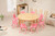 120x60cm Semi Circle Timber Pinewood Wooden Kids Table Activity Study Desk & 6 Mixed Colours Chairs Set