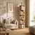100% Solid Rubberwood Rotating Bookcase – 3/4/5 Tier Natural Timber Bookshelf