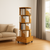 4-Tier Versatile Spacious Rotating Swivel Wooden Bookcase With Wheels 4 Shelves 1 Cabinet 144cm Natural Oak Brown 4-Tier Versatile Spacious Rotating Swivel Wooden Bookcase With Wheels 4 Shelves 1 Cabinet 144cm Natural Oak Brown