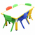 120x60cm Kids Yellow Height-adjustable Whiteboard Drawing Table and 6 Mixed Chairs Set