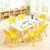 120x60cm Yellow Kids Adjustable Whiteboard Activity Table and 6 Yellow Stackable Chair Set for Drawing Learning and Play