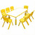 120x60cm Kids Yellow Height-adjustable Whiteboard Drawing Table and 8 Yellow Chairs Set