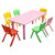 7 Piece Light Pink Kids Table and Chairs Set for Play, Learning and Group Activities