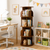 4-Tier Wooden Rotating Bookcase Round Spinning Corner Storage Display Shelf Walnut 127cm XL 46cm Wide