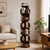 6-Tier Wooden Rotating Bookcase Round Spinning Corner Storage Display Shelf Walnut 181cm XL 46cm Wide