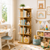 4-Tier Wooden Rotating Bookcase Square Spinning Corner Storage Display Shelf Natural Oak 127cm XL 46cm Wide