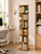 6-Tier Wooden Rotating Bookcase Square Spinning Corner Storage Display Shelf Natural Oak 181cm XL 46cm Wide