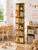 6-Tier Wooden Rotating Bookcase Square Spinning Corner Storage Display Shelf Natural Oak 181cm XL 46cm Wide