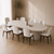 Set of 2 Modern Upholstered Dining Chairs Walnut Colour Timber White PU Leather Padded High Back Armless Kitchen Seating