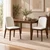 Set of 2 Upholstered Dining Chairs – Walnut & White PU Leather