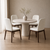 Set of 4 Modern Upholstered Dining Chairs Walnut Colour Timber White PU Leather Padded High Back Armless Kitchen Seating