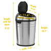 18 Gal Large Round Sensor Stainless Steel Trash Can
