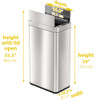 18 Gal Wing Open Lid Rectangular Sensor Stainless Steel Trash Can