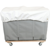 grey steel laundry cart with casters