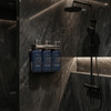 Mersea Voyager triple shower dispenser with refillable amenity bottles