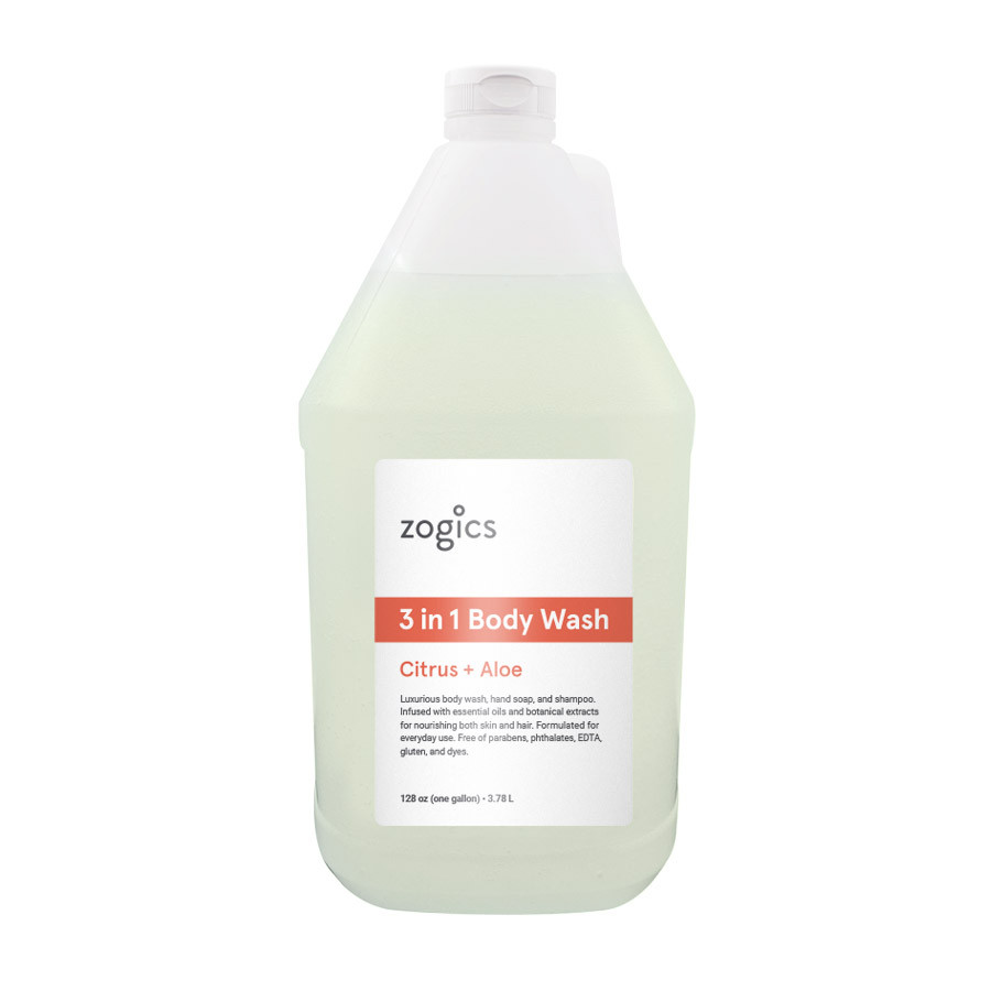 Zogics Citrus & Aloe 3 in 1 Body Wash, Shampoo & Hand Soap
