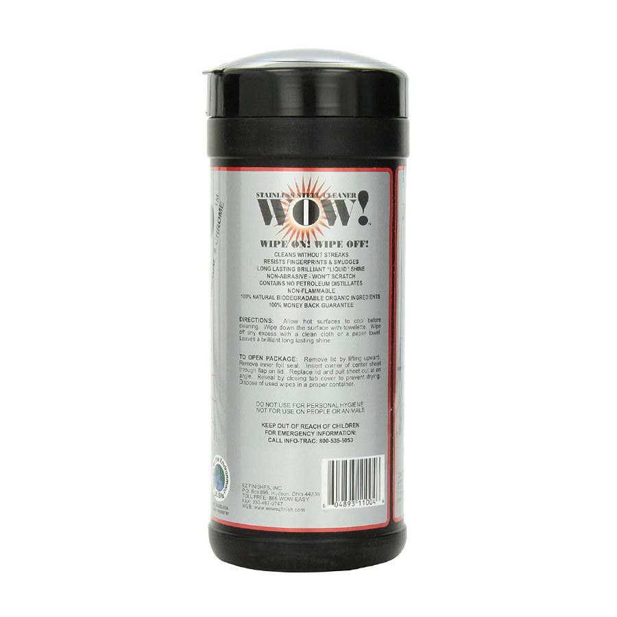 WOW! Stainless Steel Cleaner | Protectant Towelette Canister | Zogics