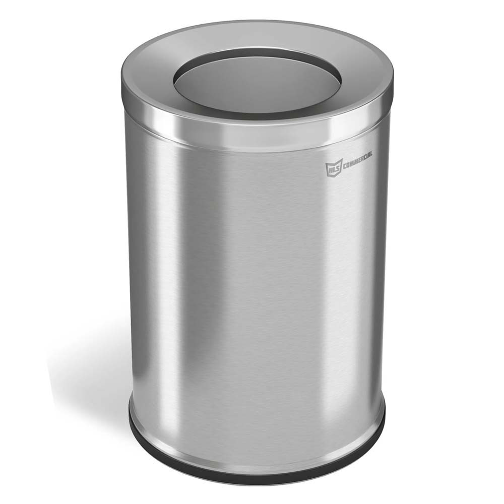 26-Gal Open Top Round Trash Can: Stainless Steel with Inner Bin